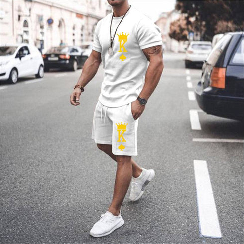 Men's Sports Casual Simple Fashion Short-sleeved Two-piece Suit